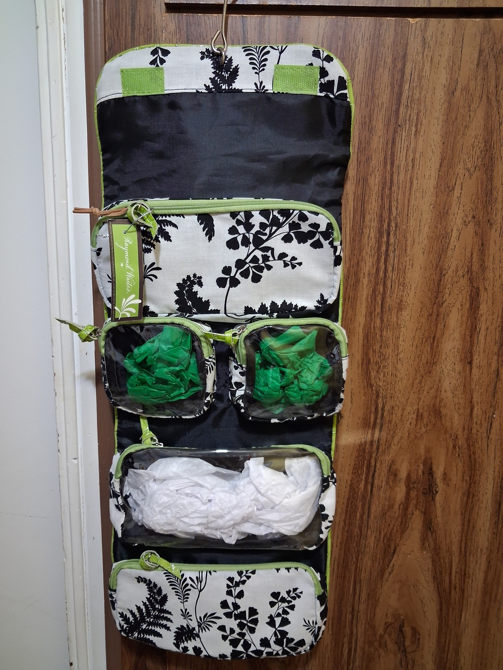 Black & Green Floral Hanging Organizer - Women Bags Storage